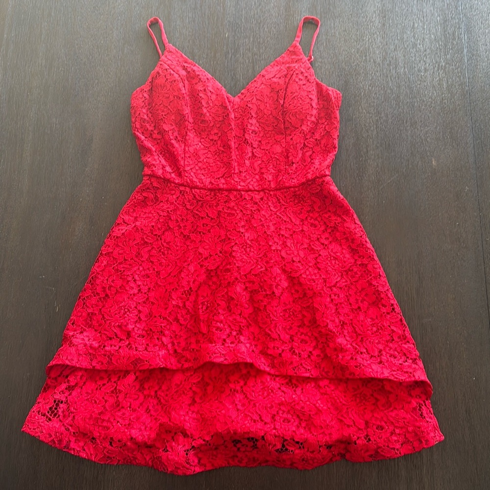 Speechless Size 11 Juniors Lace Red Floral Mini Dress Y2K Valentine Party Formal